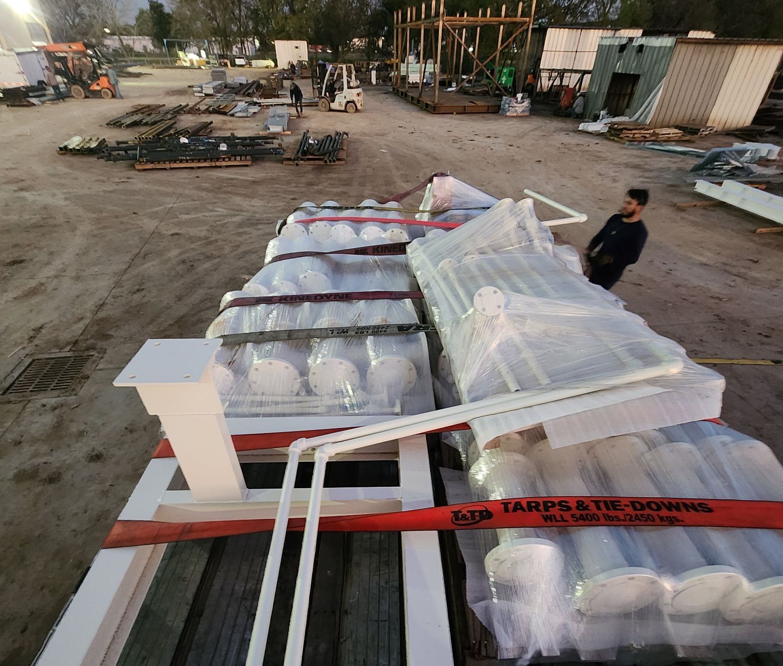 Spools & Pipe Supports — Shop-fabricated spools and structural supports in transit prep