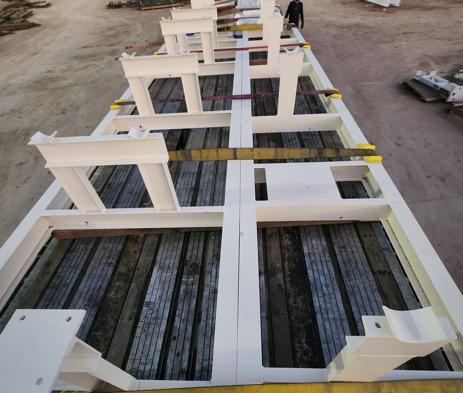 Pipe Support Frames — Structural steel with integrated saddles and mounting plates
